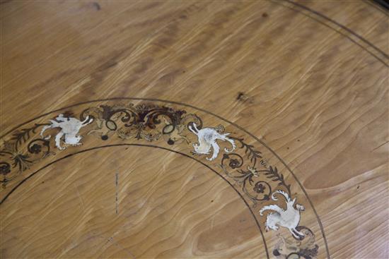 A late Victorian satinwood occasional table, W.2ft 2in.